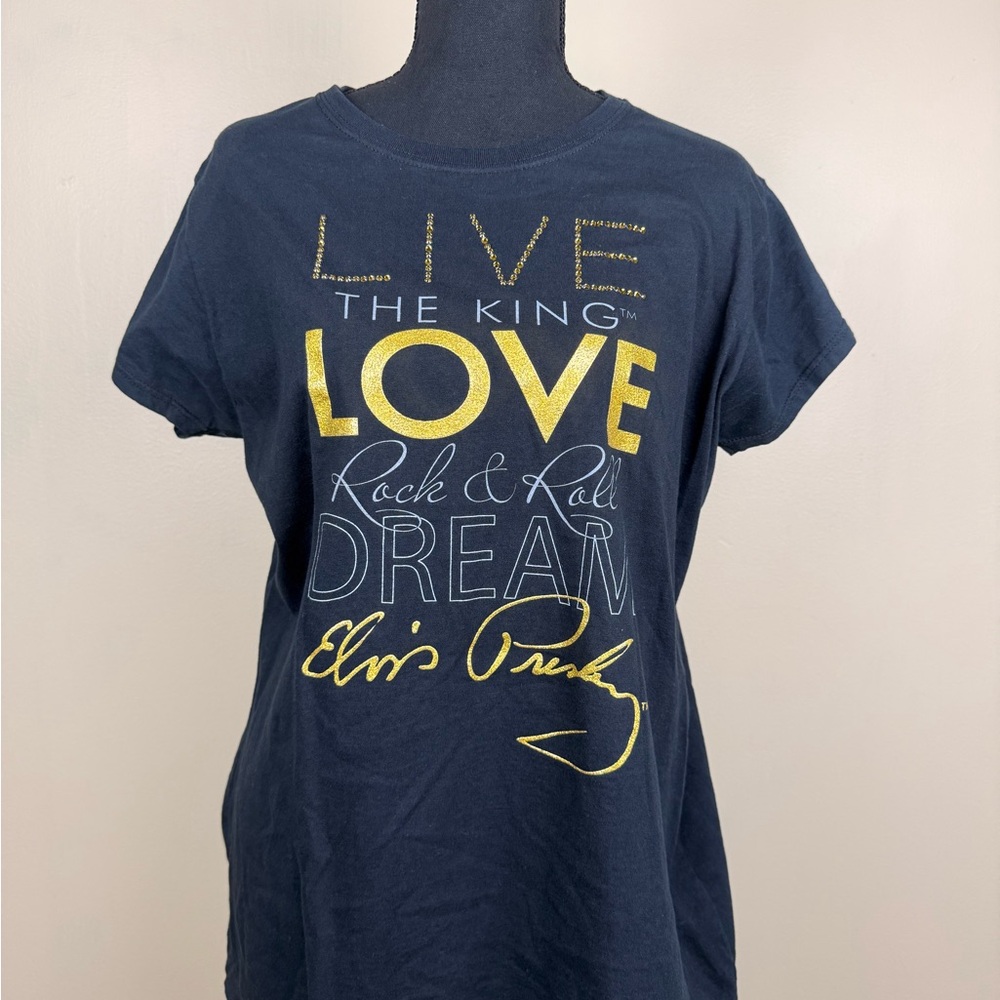 Graceland official Elvis Presley Merchandise Short Sleeve Tee with Gold Script